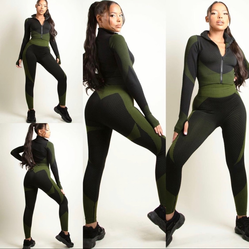 Textured Two Piece Gym Set (Green)